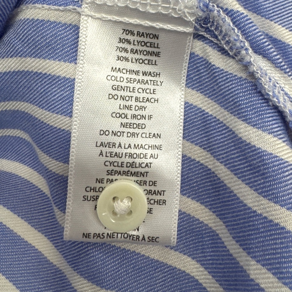 beachlunchlounge Blue and White Striped Button Up Shirt Size L Preppy Coastal - Picture 4 of 5